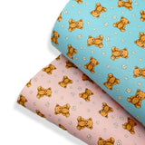 PINK TEDDY & DAISIES PREMIUM FAUX LEATHER FABRICS