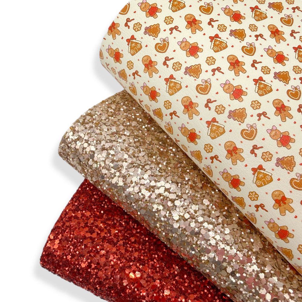 Gingerbread Cuties Trio Set | Glitter & Faux Leather Fabrics
