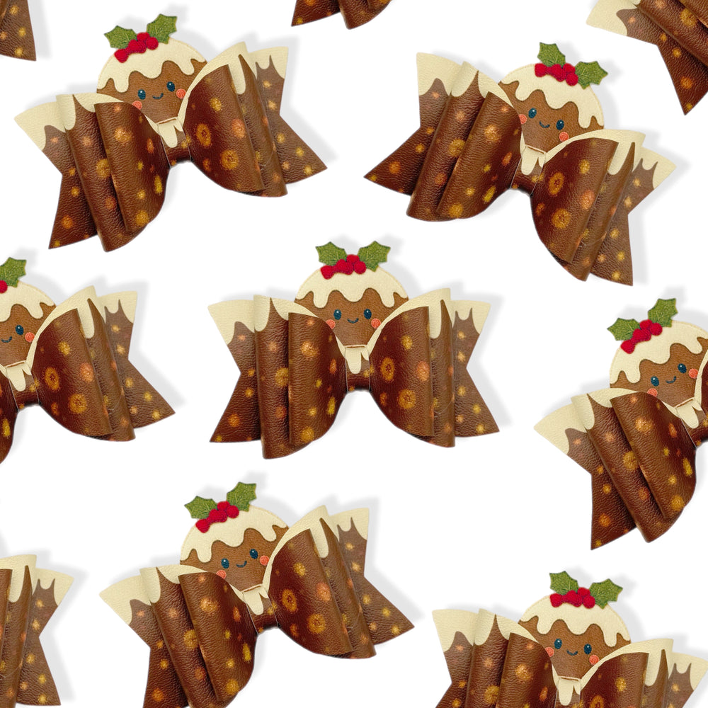 Christmas Pudding Faux Leather DIY Hair Bow Loops | Craft Cutout sheets