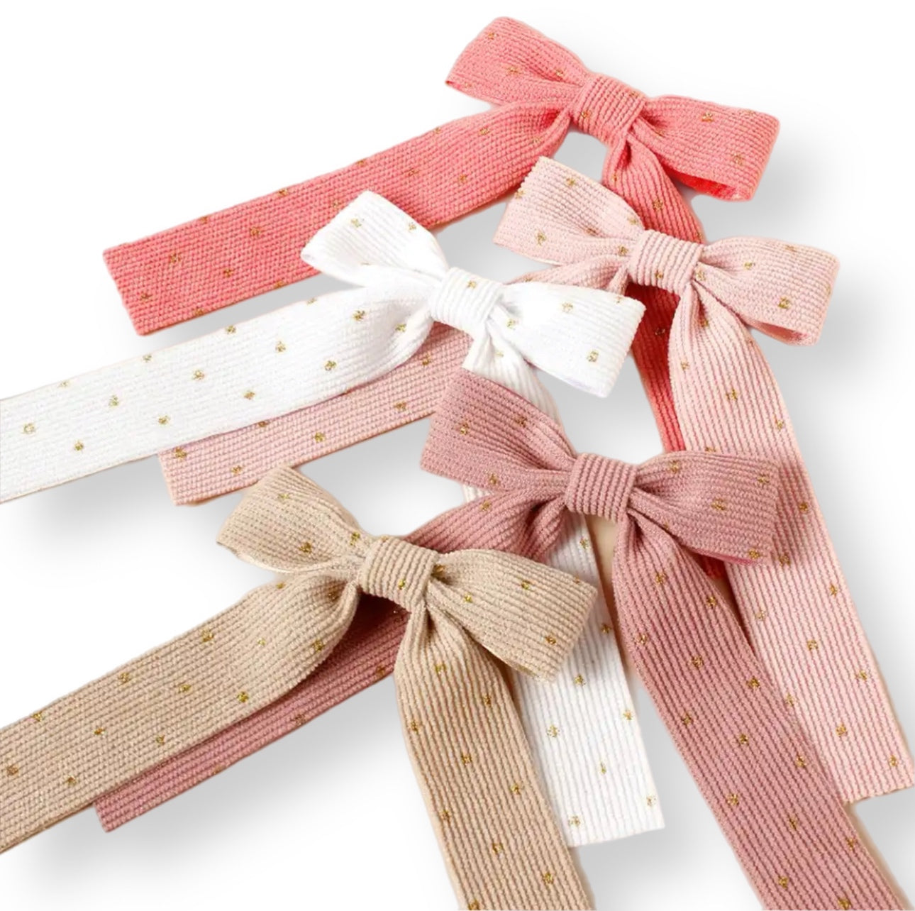 Corduroy Glitter Long Tail Bows- 3.5” - Eliza Henri