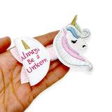ALWAYS BE A UNICORN BOW HALVES- EMBROIDERED DIY BOW LOOPS 3.5'' - Eliza Henri
