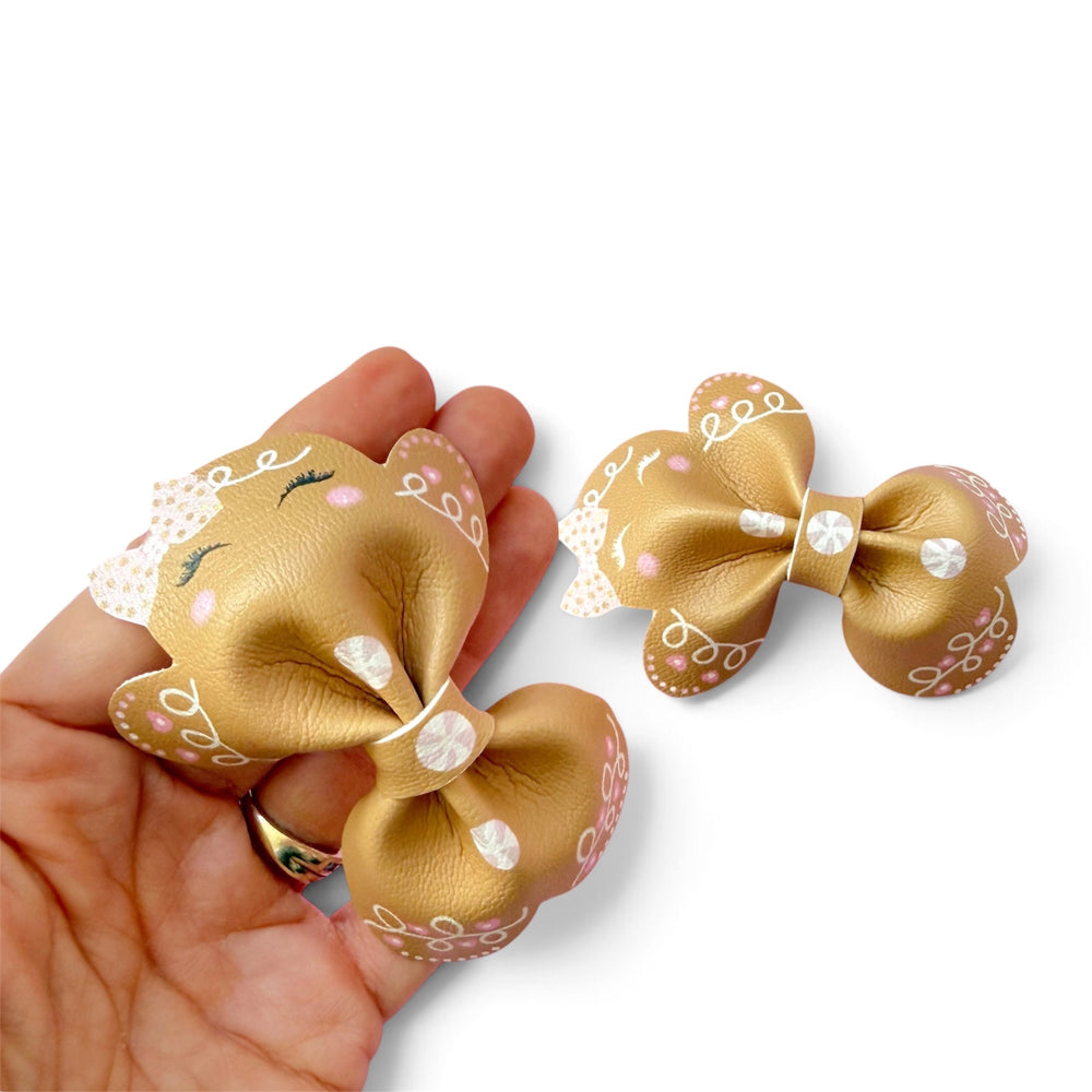 Little Miss Gingerbread Pinch Bows | DIY Cutout Faux Leather Fabric