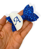 Initial or Number Bow Halves- Embroidered DIY Hair Bow Loops 3.5''