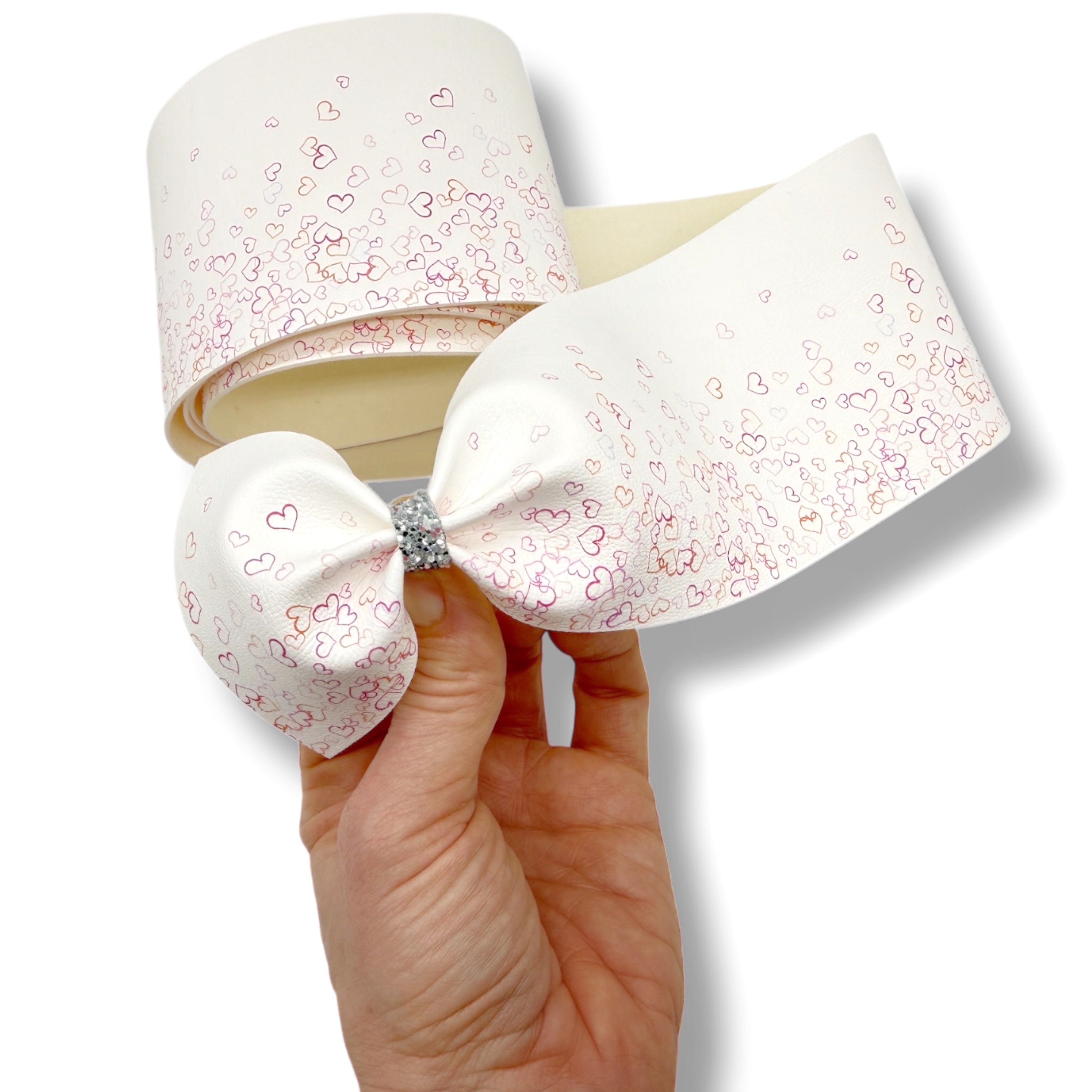 FLOATING HEARTS LEATHERETTE MEGA BOW STRIPS- 2 SIZES - Eliza Henri