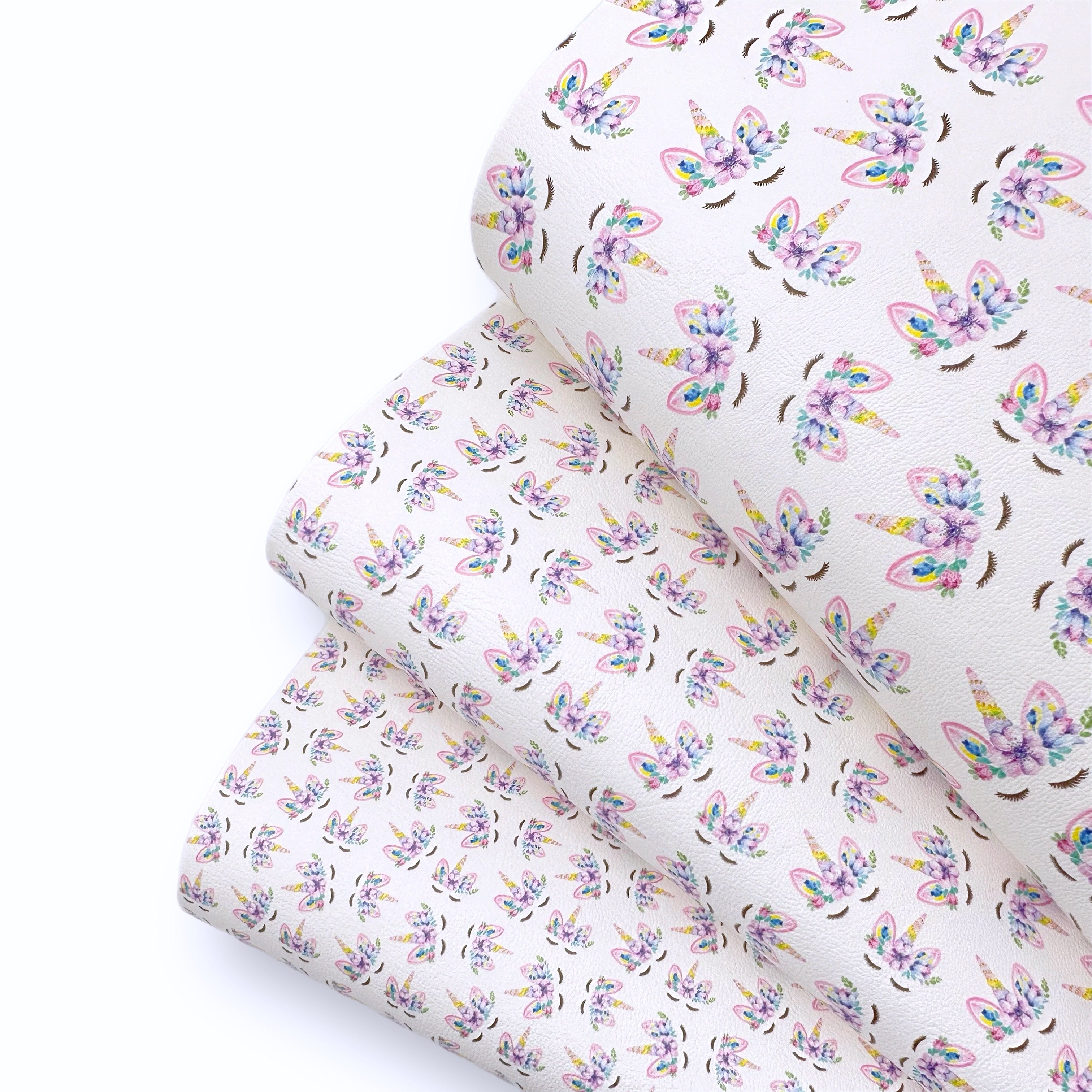 Sleepy Unicorn Mix Up- Multi Directional- Premium Faux Leather Fabric Sheets - Eliza Henri