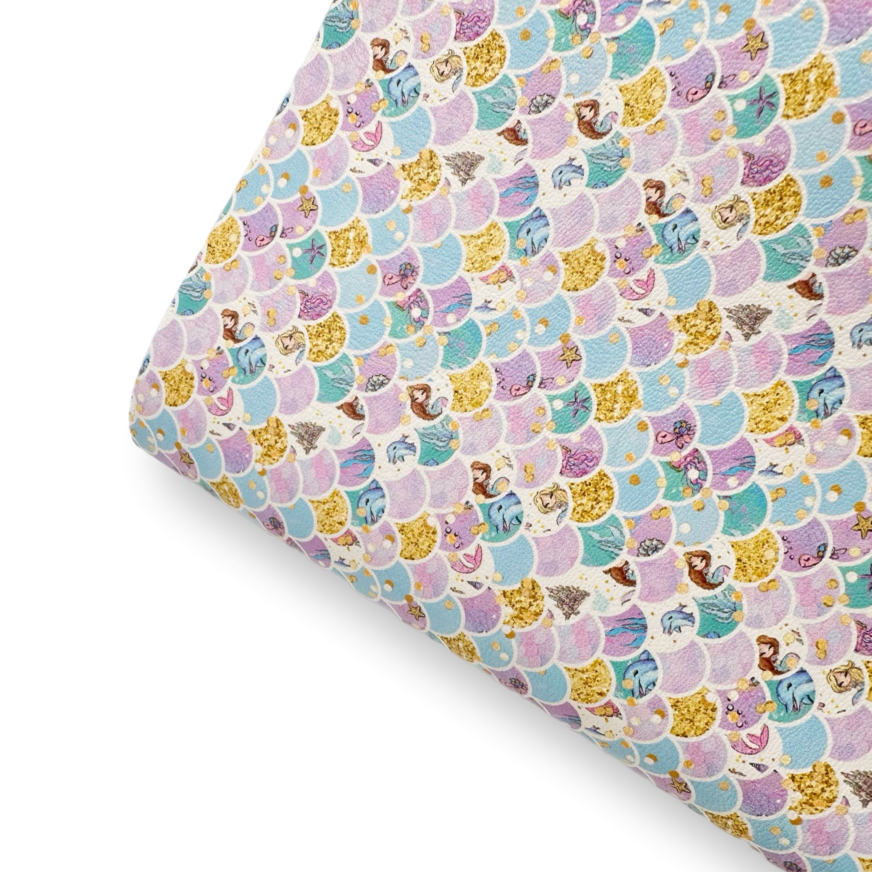 Little Picture Mermaid Scales Premium Faux Leather Fabric - Eliza Henri