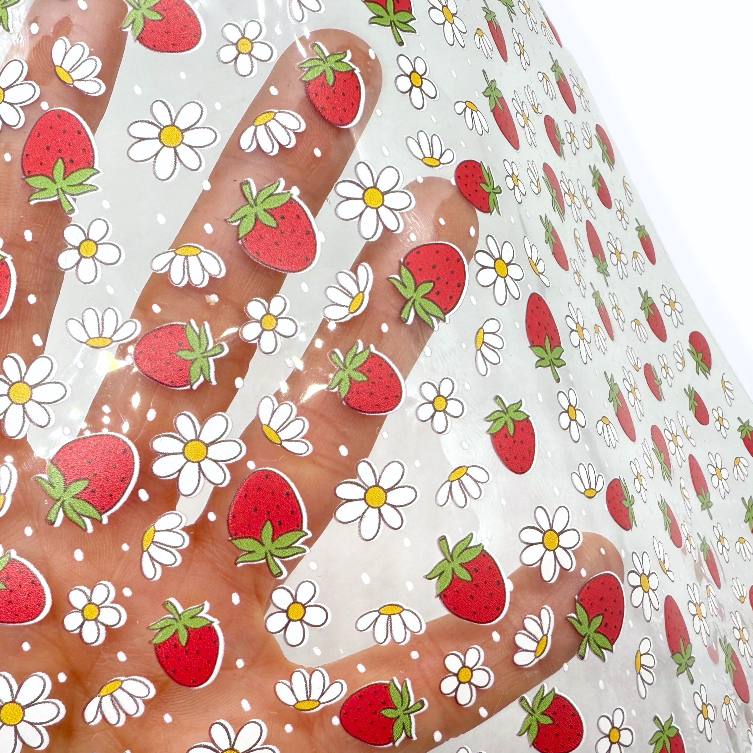 STRAWBERRIES & DAISIES JELLY TRANSPARENT FABRIC - Eliza Henri