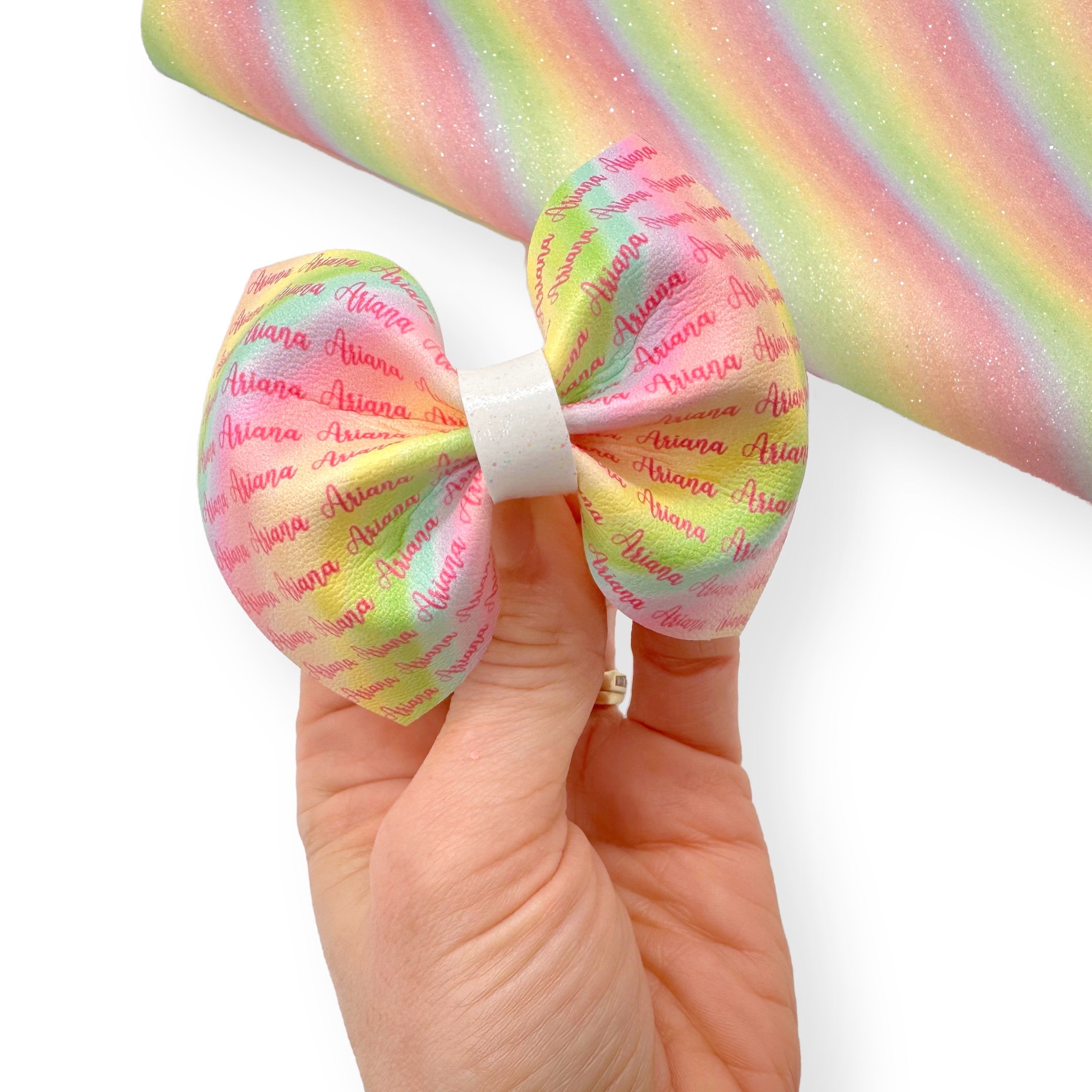 Personalised Pastel Rainbow ‘Ready to Pinch’  4” Pinch Bow Pre Cuts - Eliza Henri