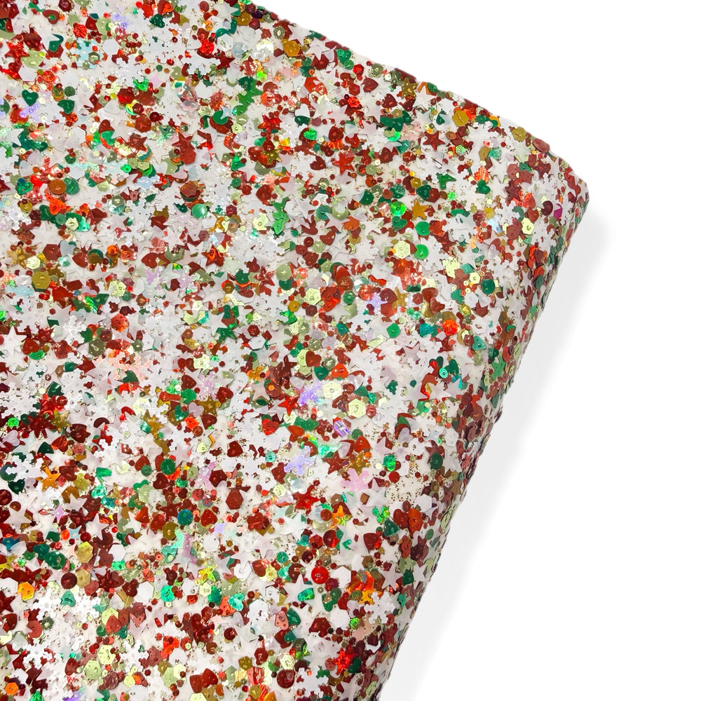 Christmas Confetti | Premium Chunky Glitter Fabric