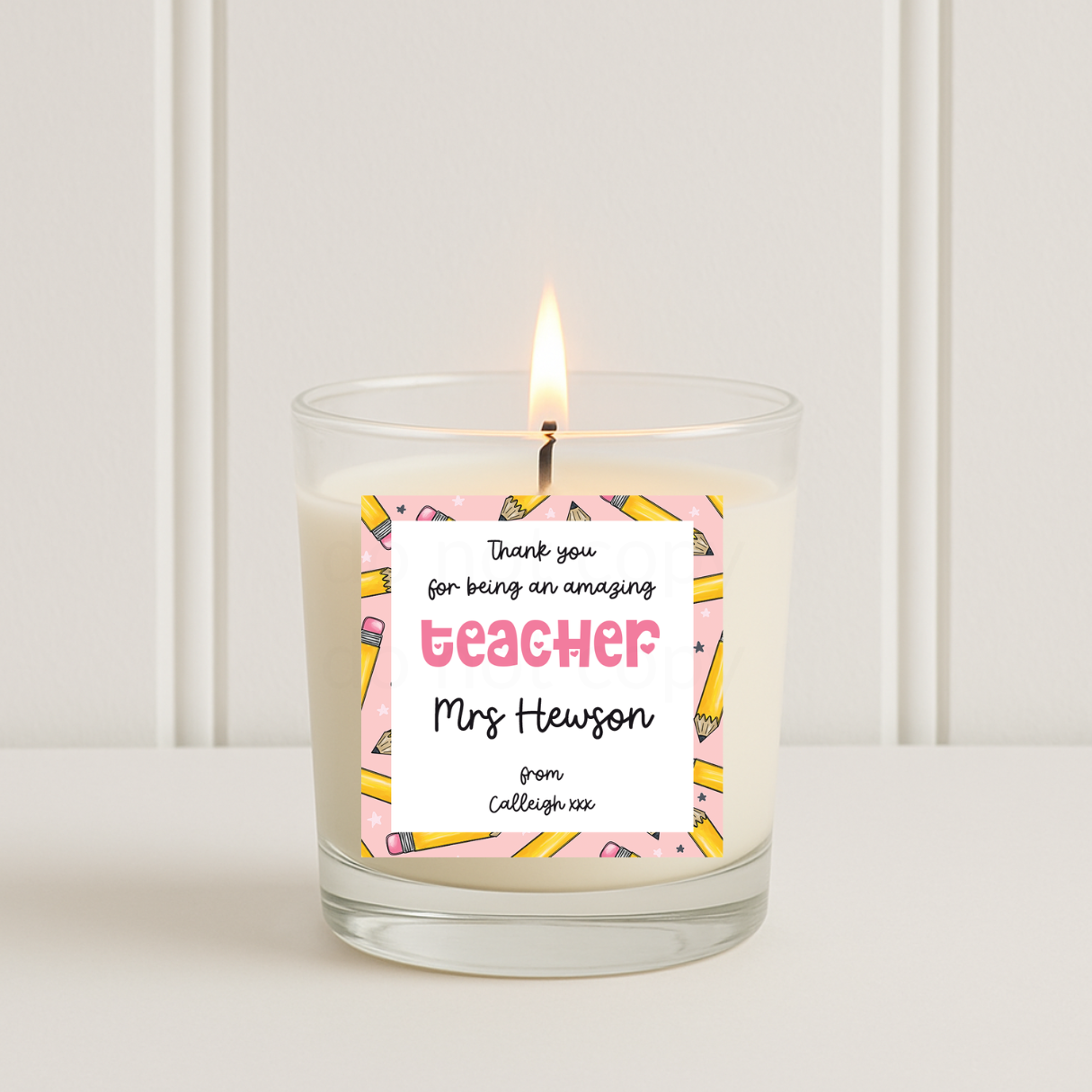 PERSONALISED PINK PENCILS | CANDLE SOLVENT STICKERS - Eliza Henri