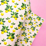 PINK & LEMON STRIPES | PREMIUM FAUX LEATHER FABRICS