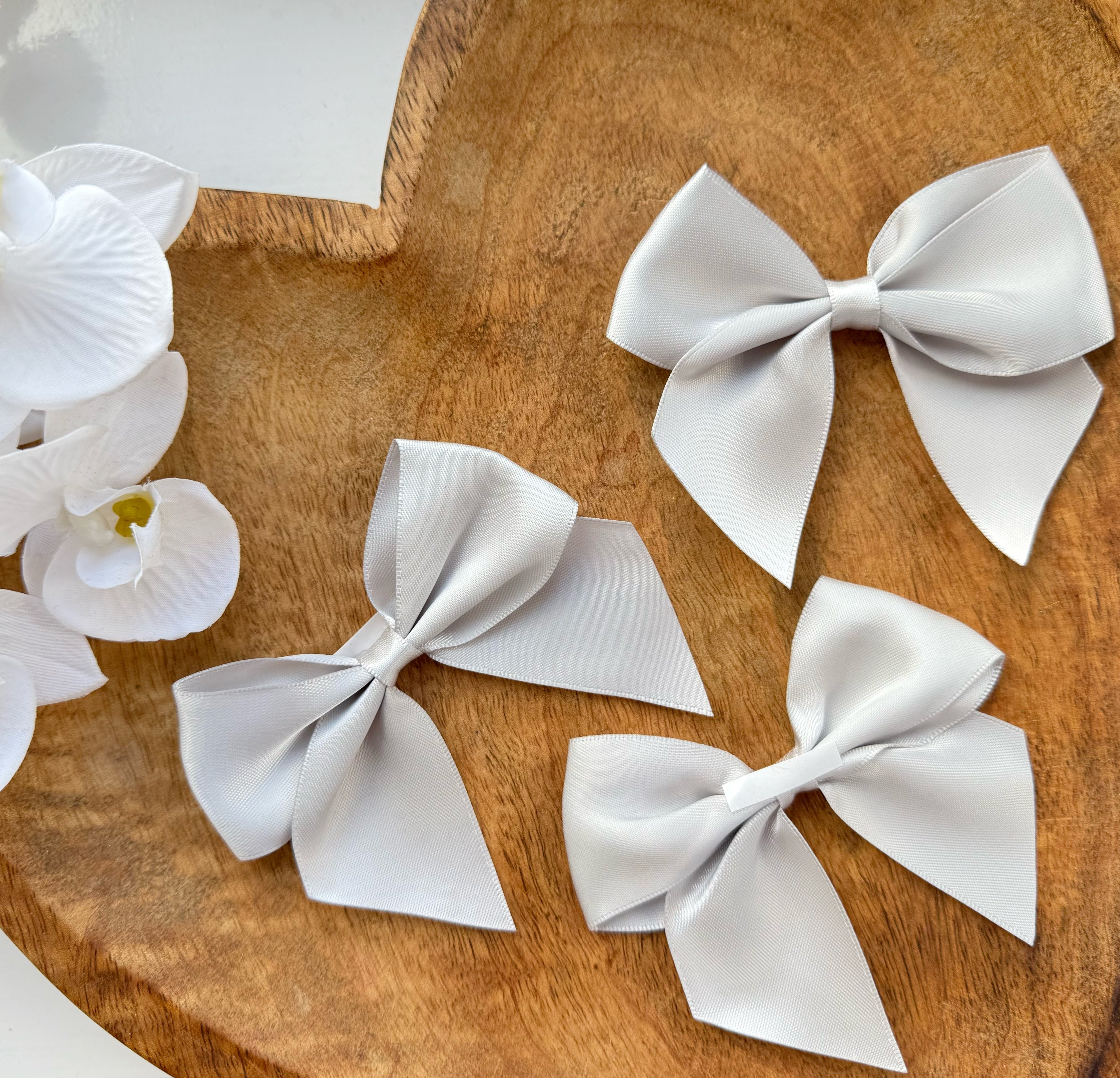 ITALIAN SATIN BOWS WITH ADHESIVE TAB - PACK OF 6 - Eliza Henri