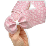 DUSKY PINK SNOWFLAKES FAUX LEATHER MEGA BOW STRIPS