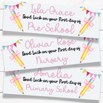 BACK TO SCHOOL PINK PENCIL BANNERS | UV PRINTED PVC | 77CM X 25CM - Eliza Henri