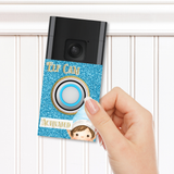 DOORBELL STICKER - RING 2ND GEN- CUTE BLUE GLITTER ELF CAM- DECAL