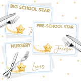 BLUE- BIG SCHOOL/NURSERY/PRE SCHOOL STAR MAT- PREMIUM FAUX LEATHER PLACEMAT