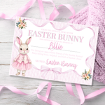 PRINTED RANGE - EASTER BUNNY PINK STRIPE- A4 LANDSCAPE CERTIFICATE - Eliza Henri