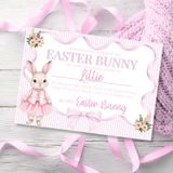 PRINTED RANGE - EASTER BUNNY PINK STRIPE- A4 LANDSCAPE CERTIFICATE - Eliza Henri