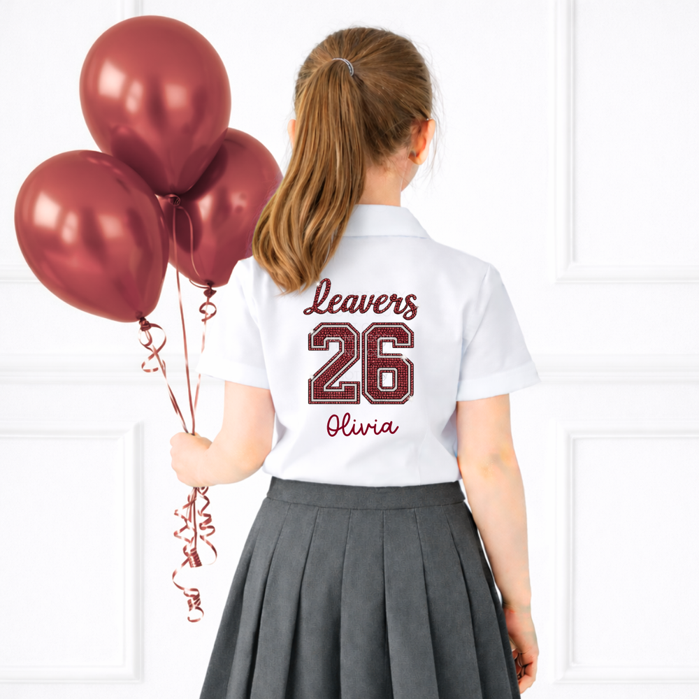 CUSTOM DTF TRANSFER- DIAMONTE EFFECT - SCHOOL LEAVERS 2026- BURGUNDY - Eliza Henri