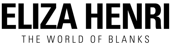 Eliza Henri logo with text 'The World of Blanks' on a white background
