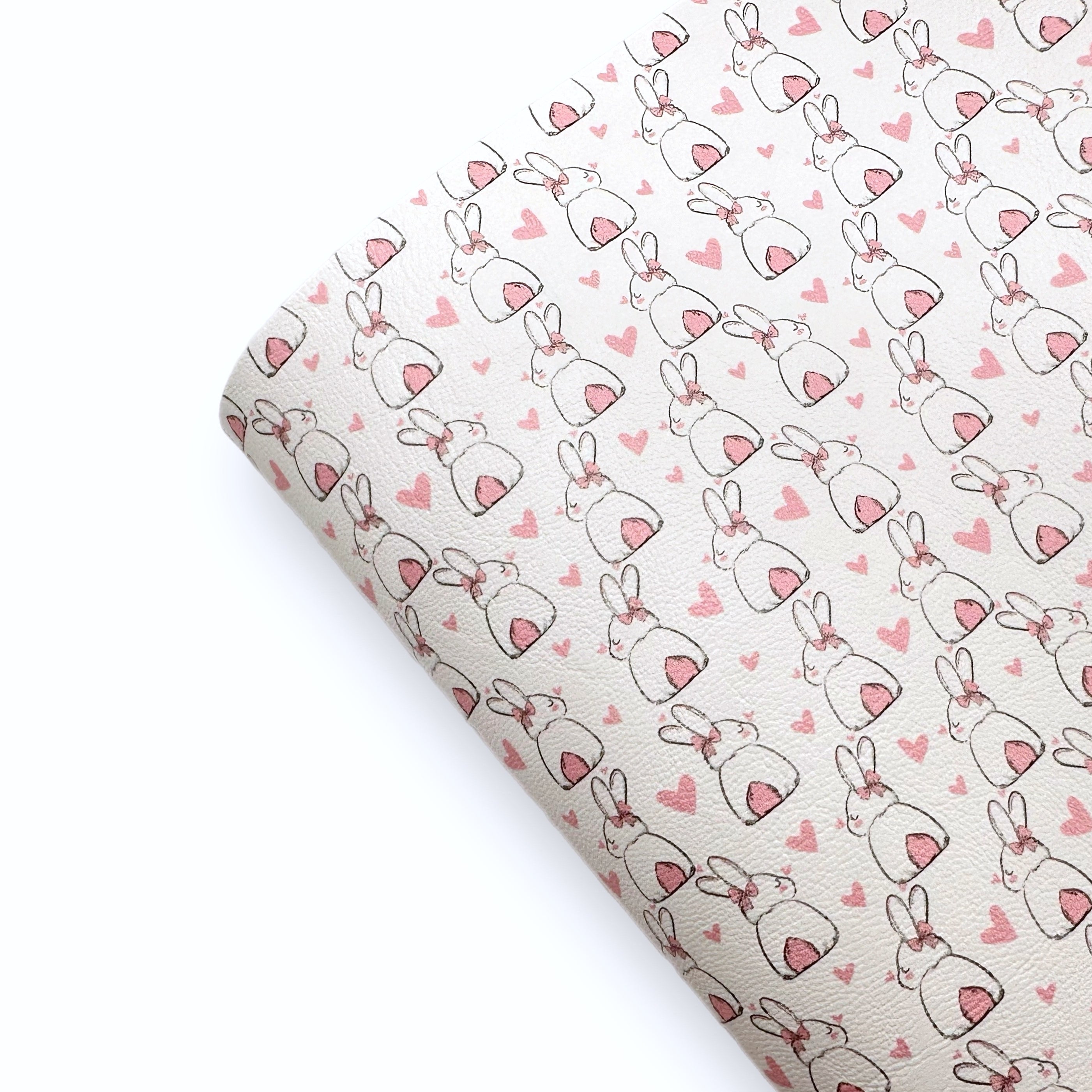 Cute bunny bums heart faux leather fabric for Bow making 