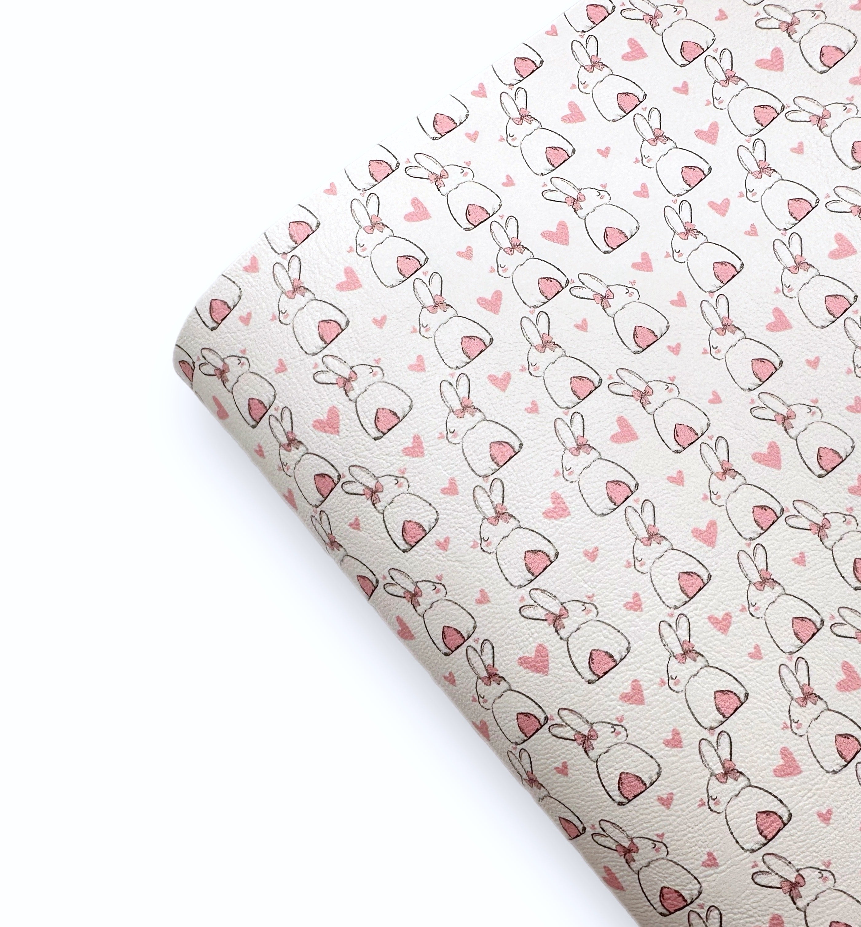 Cute bunny bums heart faux leather fabric for Bow making 