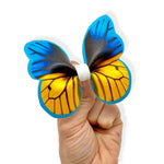 Blue & Yellow Daze Butterfly Pinch Bows DIY Cut Out Faux Leather Fabric Sheets - Eliza Henri