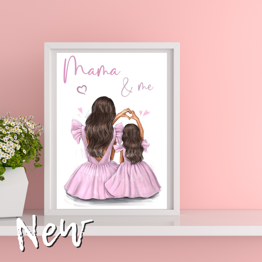 Mama & Me Girly Premium Card or Canvas Prints - Eliza Henri