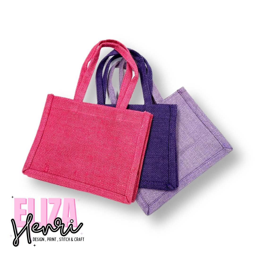 Pink, Black, Purple, Lilac Coloured Mini Jute Gift Bags - Eliza Henri