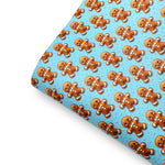 Blue Embroidered Gingerbreads Premium Faux Leather Fabric Sheets - Eliza Henri