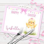 EASTER- GIRLY GINGHAM CHICK- PREMIUM LEATHERETTE PLACEMAT - Eliza Henri