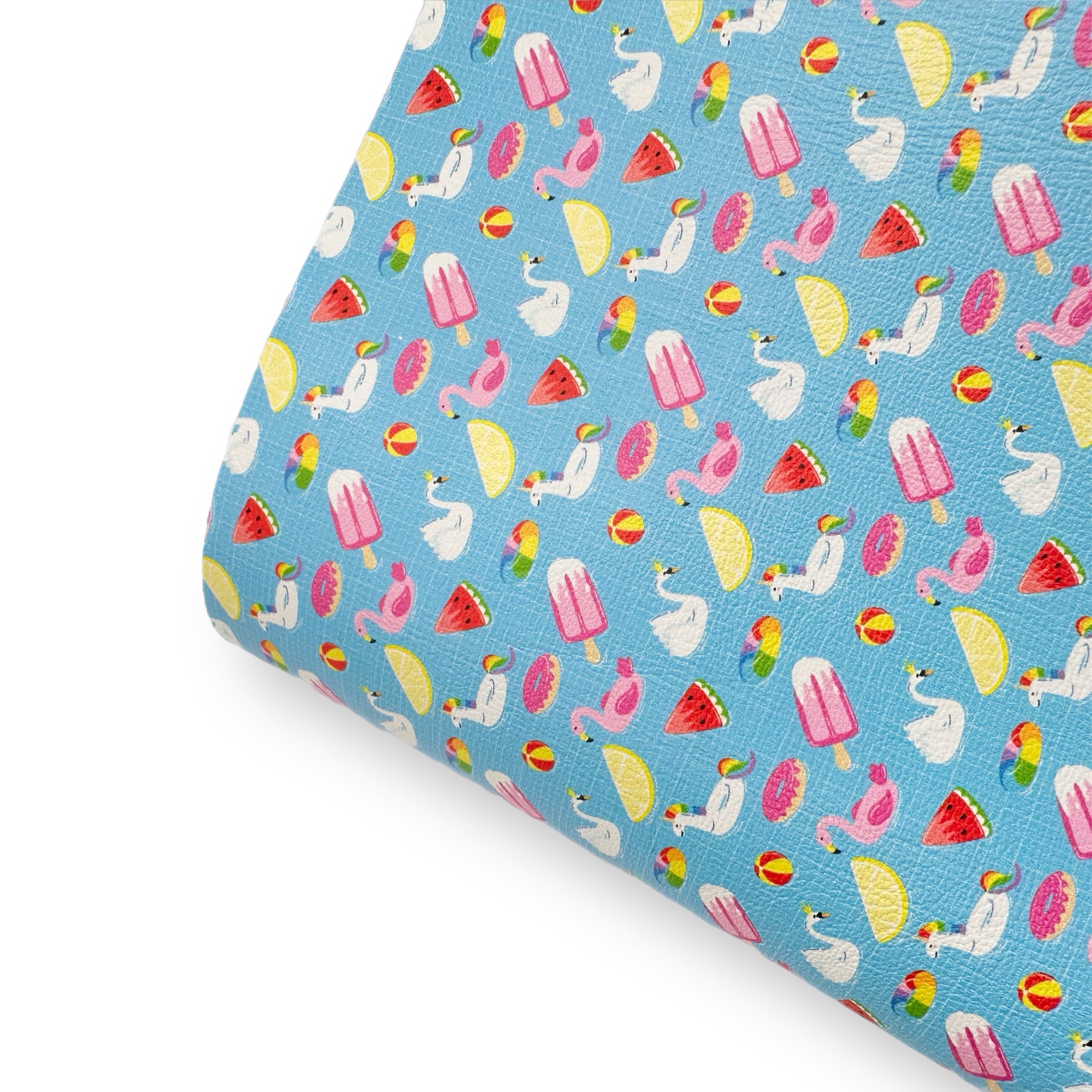 Pool Party Time Premium Faux Leather Fabric - Eliza Henri
