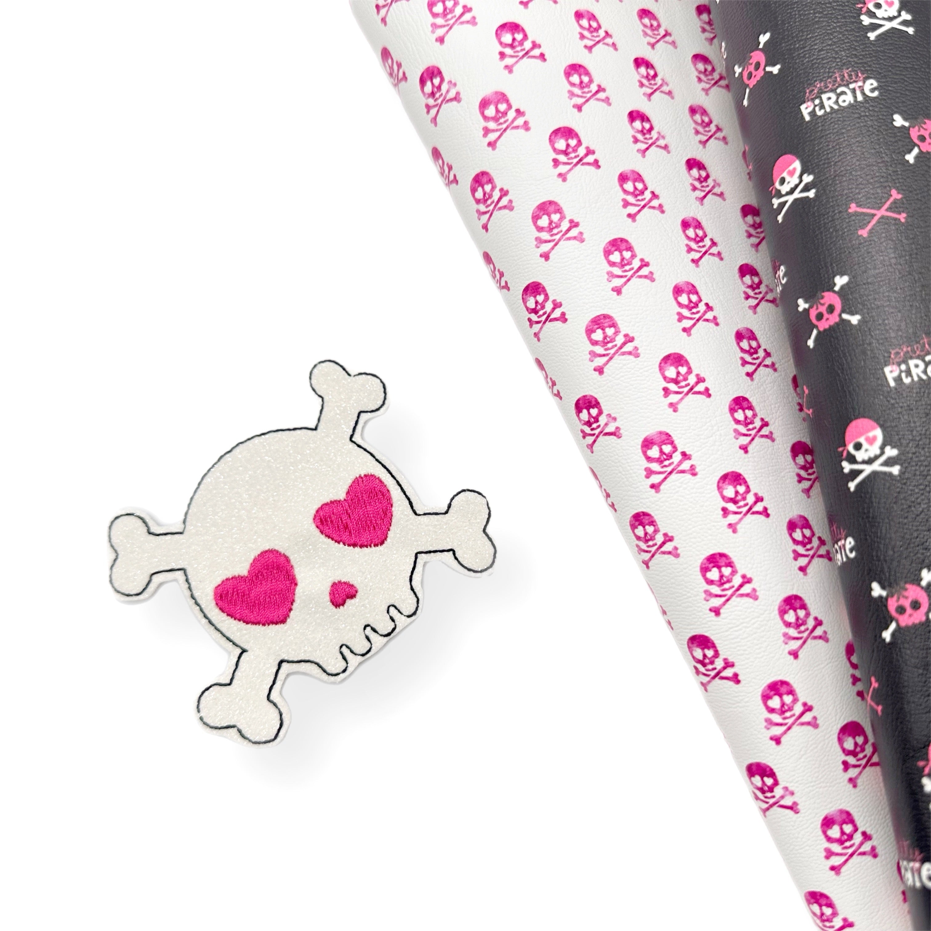 Girly Skull Pirate Glittery Celebration Birthday Party Badge Felties - Eliza Henri