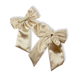 BEIGE SATIN COQUETTE HAIR BOWS - Eliza Henri