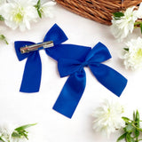 Royal Blue Satin Ribbon Hair Bows- 2.5''