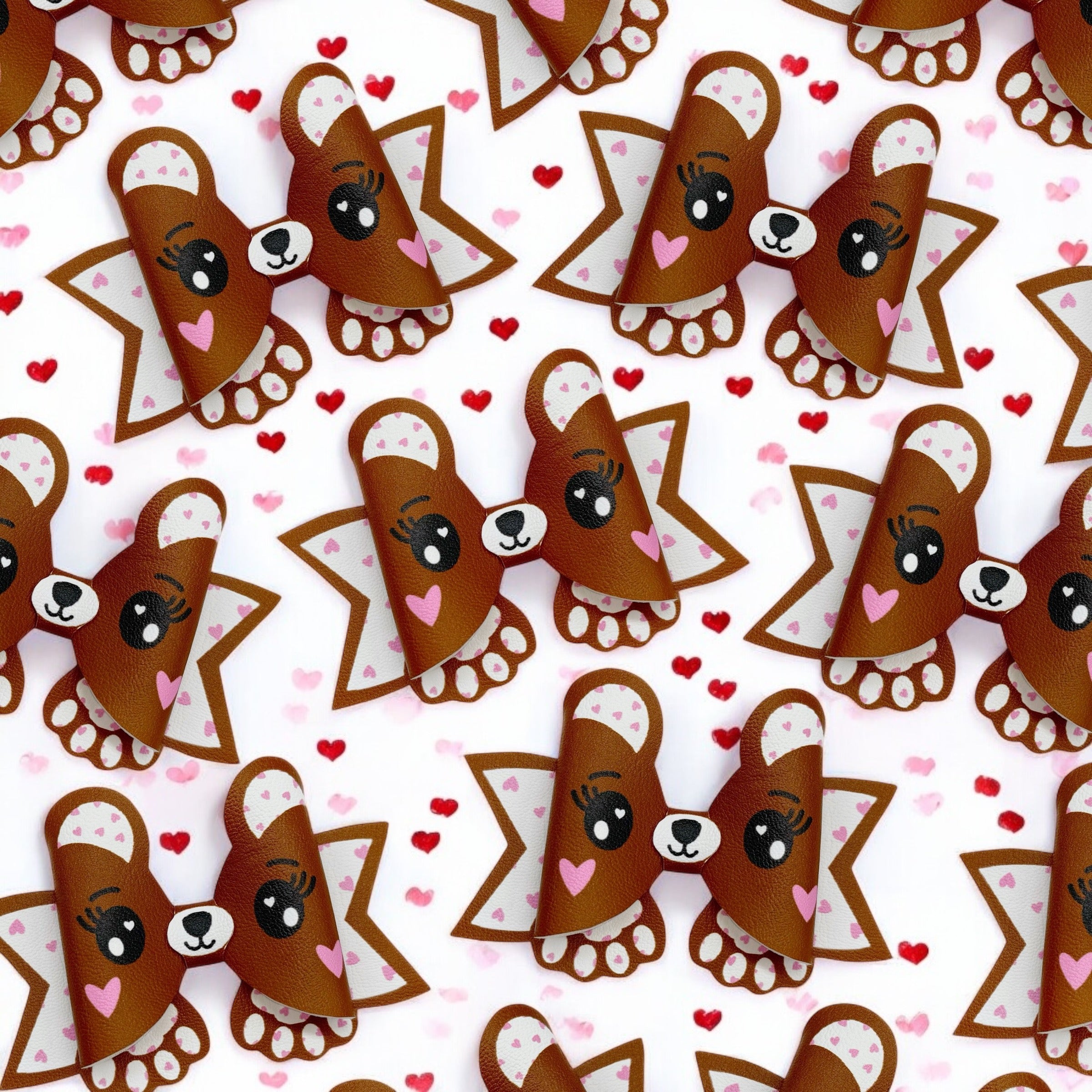 SWEETHEART TEDDY BEAR | FAUX LEATHER DIY HAIR BOW LOOPS & CRAFT CUTOUT SHEETS - Eliza Henri