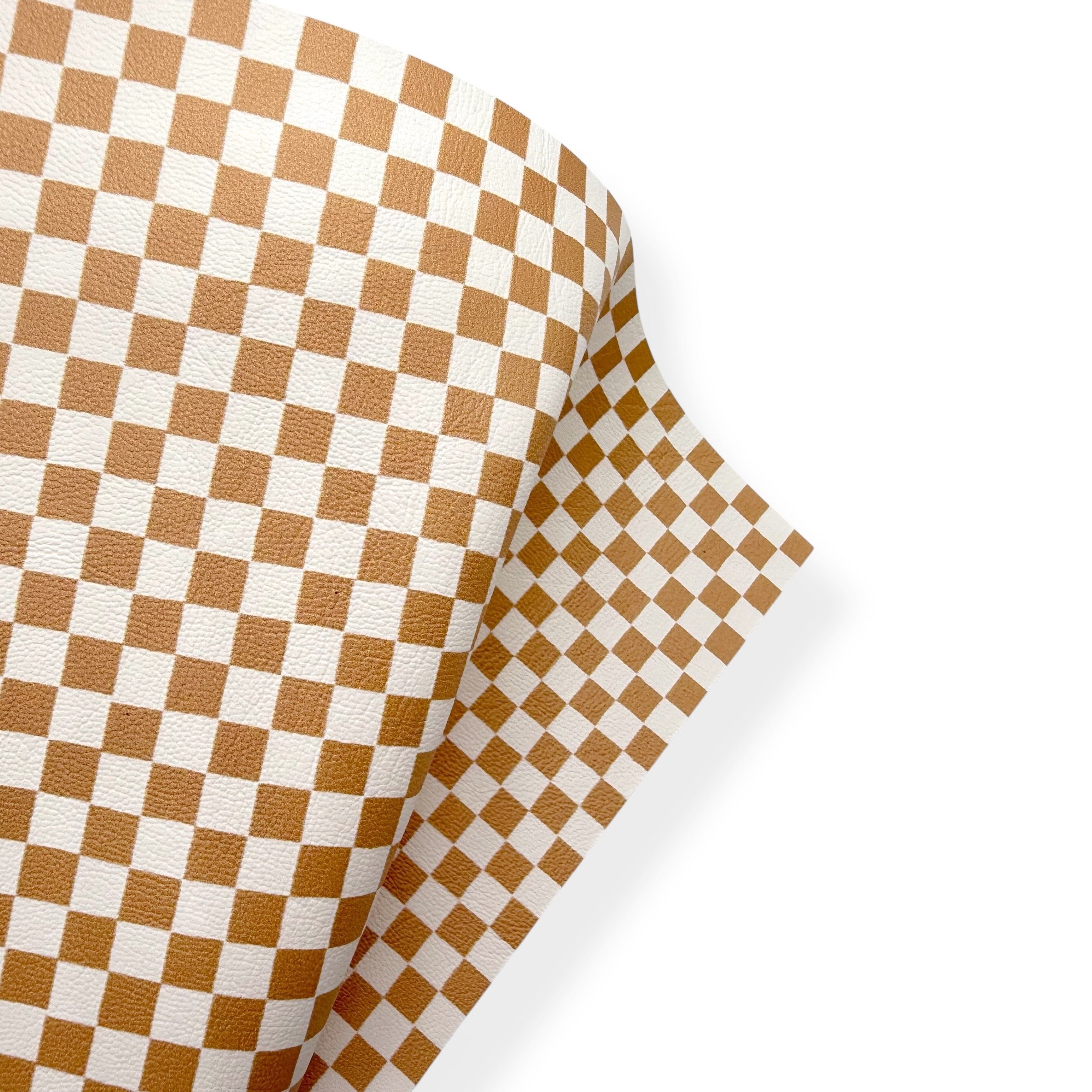 BEIGE CHECKER SQUARES PREMIUM FAUX LEATHER FABRICS - Eliza Henri