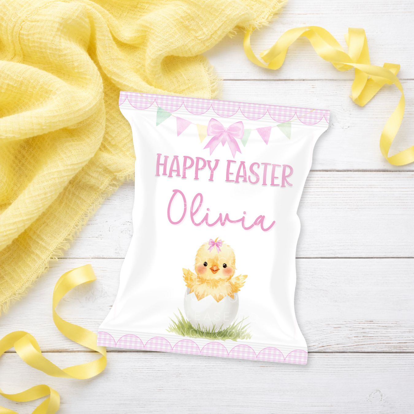 EASTER- DIY TREAT PACKET- EASTER CHICK PINK GINGHAM - Eliza Henri