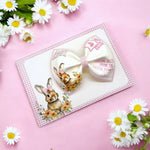 PINK GINGHAM BUNNY LANDSCAPE- BOW DISPLAY CARDS- SINGLE OR PACK OF 4 - Eliza Henri