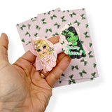 PINK & GREEN BOW- BOW DISPLAY CARDS- SINGLE OR PACK OF 4