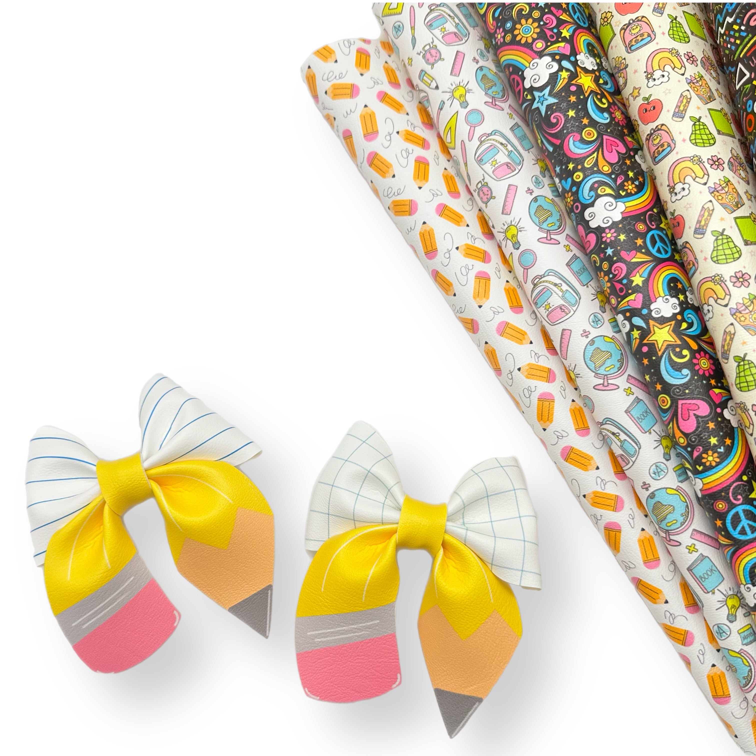 Pencil Party Pinch Bows Faux Leather DIY Cut Out Fabric Sheet Kit - Eliza Henri