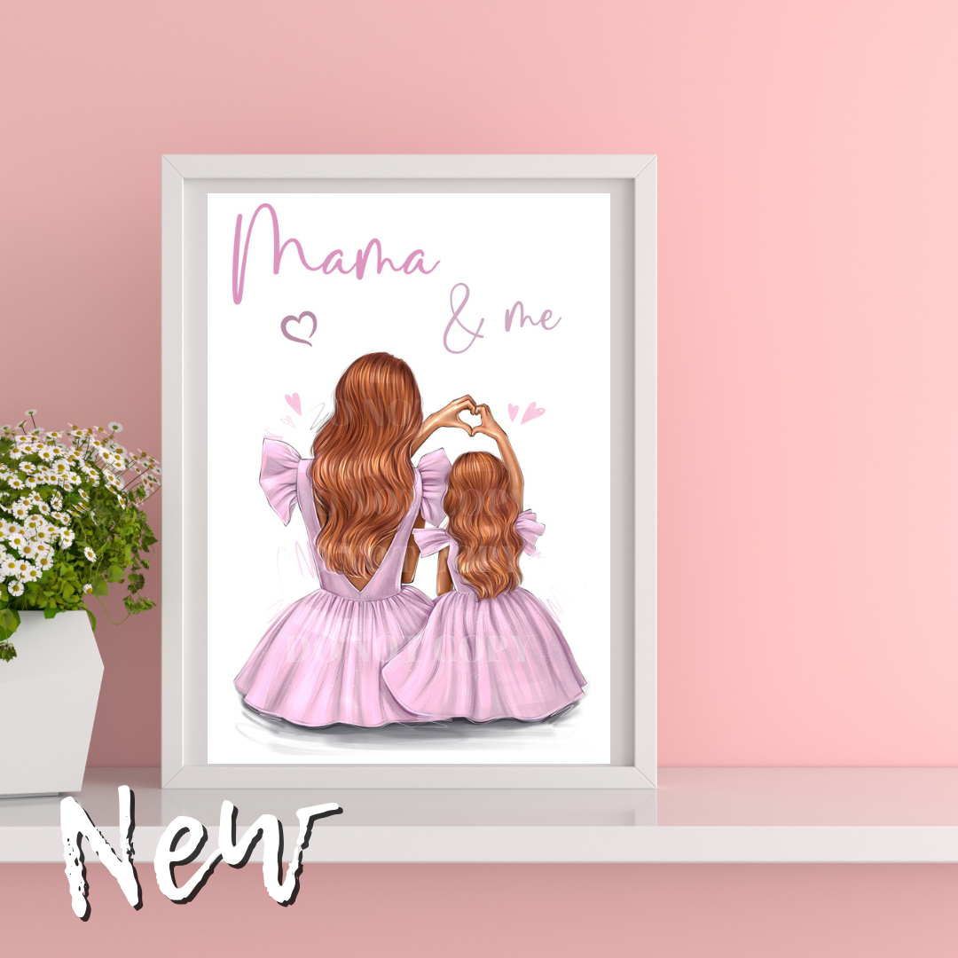 Mama & Me Girly Premium Card or Canvas Prints - Eliza Henri