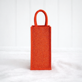 RED SPARKLE JUTE BOTTLE BAGS