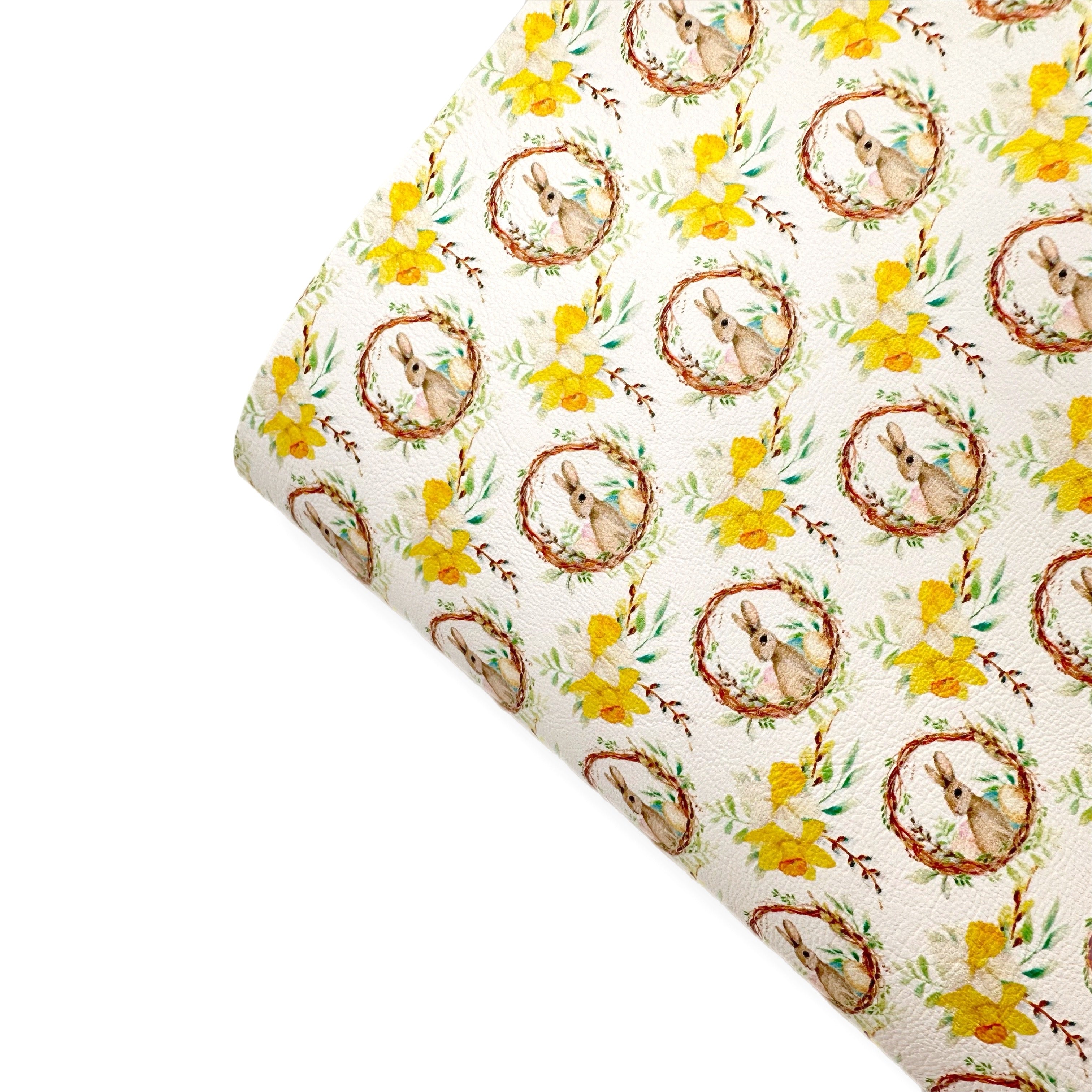 Daffodil Bunny Premium Faux Leather Fabric - Eliza Henri