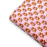Pink Embroidered Gingerbreads Premium Faux Leather Fabric Sheets - Eliza Henri