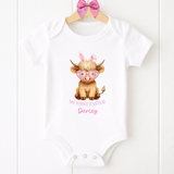 DTF TRANSFER - FLUFFY EASTER HIGHLAND COWS- MY FIRST EASTER PINK - Eliza Henri
