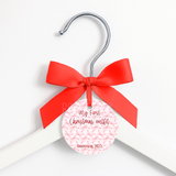 FIRST CHRISTMAS LEATHERETTE HANGER TAGS- PRE CUT- PINK BOWS