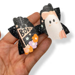 BOO GHOST 3.5” | PRE CUT DIY LEATHERETTE BOW LOOPS - Eliza Henri