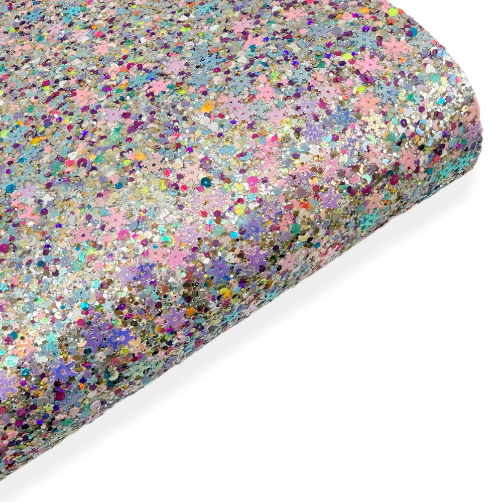 Sugarplum Snowstorm | Premium Chunky Glitter Fabric