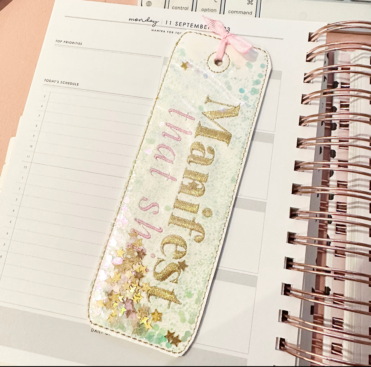 Manifest that Sh#%! Pink & Gold Create your own Shaker Bookmark Felties - Eliza Henri